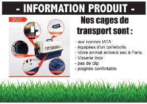 Cage de transport plastique + porte métal 58,4 x 36,8 x 35,2cm