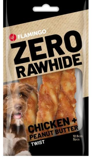 FRIANDISES ZERO RAWHIDE PETITS BÂTONS AVEC POULET & BEURRE D'ARACHIDE 12,5CM 40GR / 3 PCS 120GR