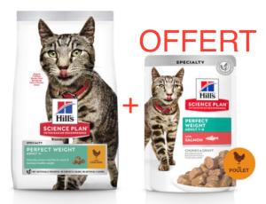 Hill's Science Plan Chat Adult Perfect Weight Poulet 2.5kg + 1 Pochon 85g  OFFERT