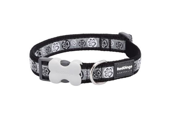 RED DINGO Dog collier Design Paw Impressions Black M 20mm x 31-47cm