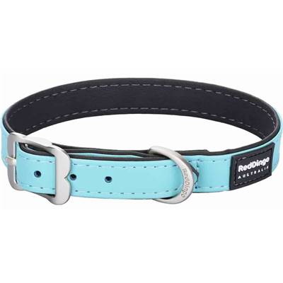 RED DINGO Dog collier Elegant cuir vegan Turquoise M 20mm, 42cm