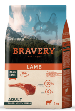 BRAVERY LAMB ADULT LARGE/MEDIUM 4KG 