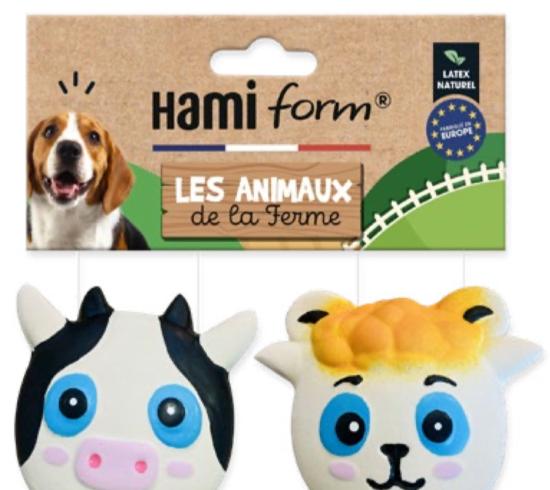 JOUET CHIEN DUO FERME MOUTON VACHE - LATEX NATUREL