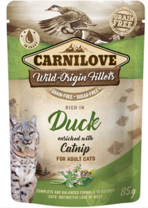 CARNILOVE - CAT POUCH - RICHE EN DUCK (CANARD) ENRICHIE AVEC HERBE A CHAT - 85G