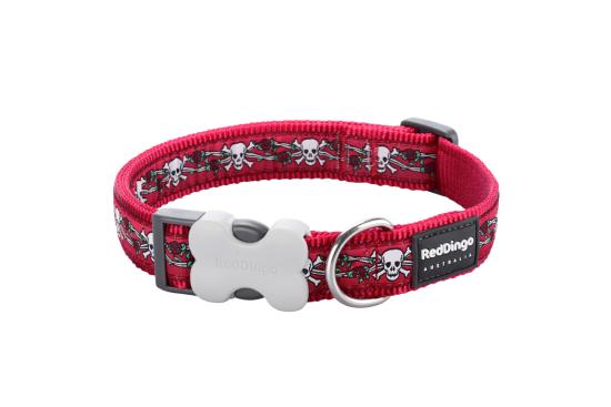 RED DINGO Dog collier Skull & Roses Red XS 12mm x 20-32cm