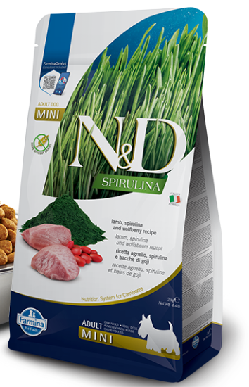 N&D SPIRULINA AGNEAU & BAIE DE GOJI CHIEN MINI 2kg