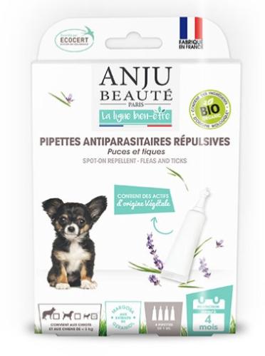 ANJU PIPETTE ANTIPARASITAIRE REPULSIVE CHIOT & PETIT CHIEN < 5KG BIO X4