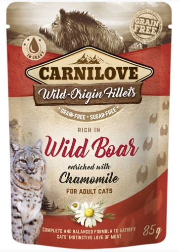 CARNILOVE - CAT POUCH - RICHE EN WILD BOAR (SANGLIER) ENRICHIE AVEC CAMOMILLE - 85G