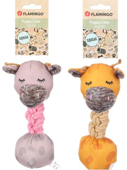 JOUET CHIOT BRITTY GIRAFE TAUPE/OCRE 11x8x22CM 1PC