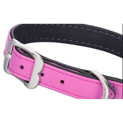 RED DINGO Dog collier Elegant cuir vegan Hot Pink M 20mm, 42cm