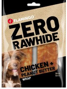 FRIANDISES ZERO RAWHIDE WRAPS AVEC POULET & BEURRE D'ARACHIDE 10CM 60GR / 2 PCS 120GR