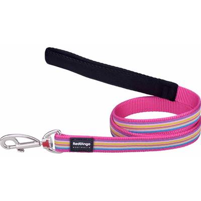 RED DINGO Dog laisse Design Horizontal Stripes Hot Pink M 20mm x 1.2m