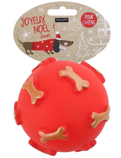 JOUET CHIEN BALLE OS DORE VINYL 8 CM