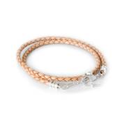 BRACELET FEMME DOUBLE CUIR BEIGE 37cm