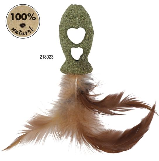 JOUET CHAT POISSON A PLUMES 12x3 CM + CATNIP + MATATABI