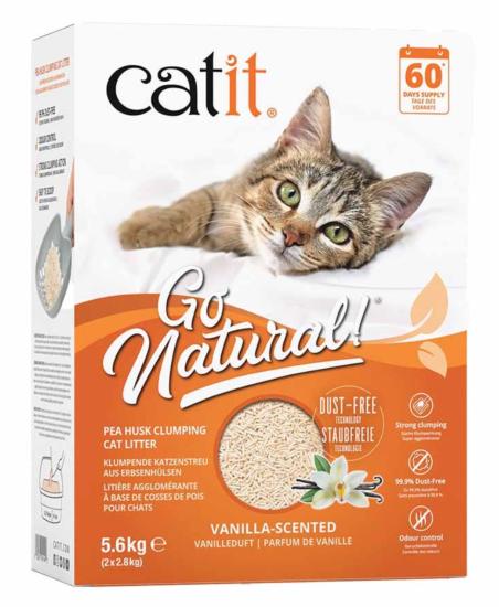 CAT IT - GO NATURAL LITIERE CHAT AGGLOMERANTE VANILLE 5,6KG = 60 JOURS