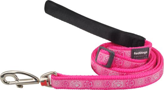 RED DINGO Dog laisse Design Paw Impressions Hot Pink M 20mm x 1.8m