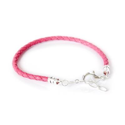 BRACELET FEMME CUIR ROSE 20cm