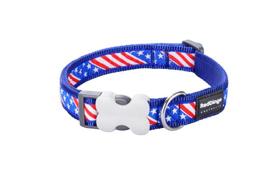 RED DINGO Dog collier Design US Flag M 20mm x 31-47cm