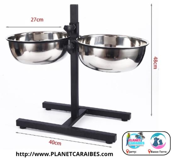 SUPPORT + 2 GAMELLES INOX 27CM - GLASGOW