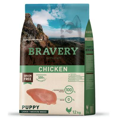 BRAVERY PUPPY CHICKEN MED-LARGE BR. 12 KG