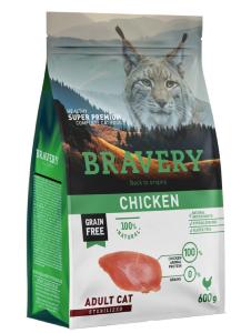 BRAVERY CAT ADULT STERILIZED CHICKEN 600 GR