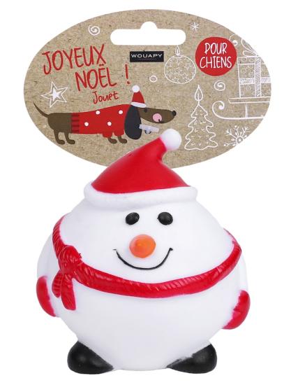 JOUET CHIEN BALLE BONHOMME DE NEIGE VINYL