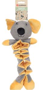 JOUET CHIOT FOLSY SOURIS GRIS/OCRE 18x10x34CM