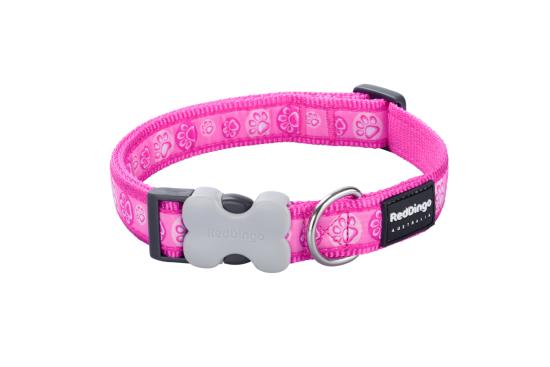 RED DINGO Dog collier Design Paw Impressions Hot Pink L 25mm x 41-63cm