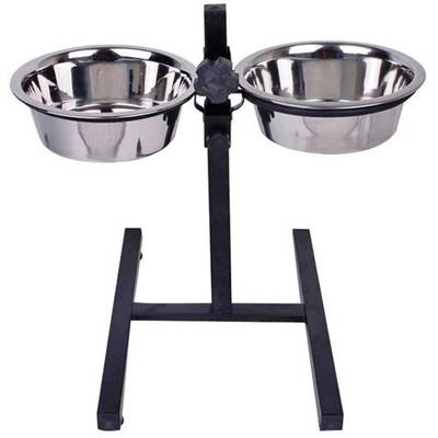 Support de gamelle "modèle H" réglable + 2 gamelles 4 Litres incluses