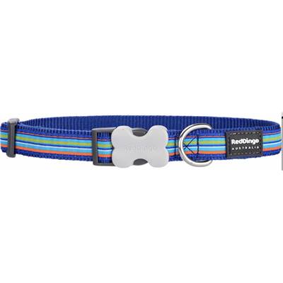 RED DINGO Dog collier Design Horizontal Stripes Navy M 20mm x 31-47cm