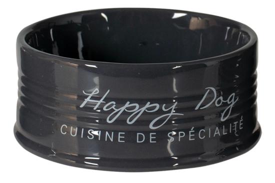 MANGEOIRE CERAMIQUE STONE HAPPY DOG Ø14,5cm ANTHRACITE
