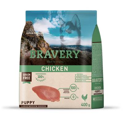 BRAVERY PUPPY CHICKEN SMALL BR. 400 GR