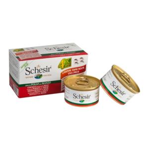 SCHESIR Multipack 4 x 85 g - Chien - en gelée - Filets de poulet avec bœuf