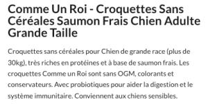 CUR-CROQUETTES SANS CEREALES SAUMON FRAIS CHIEN ADULTE GRANDE RACES 11KG