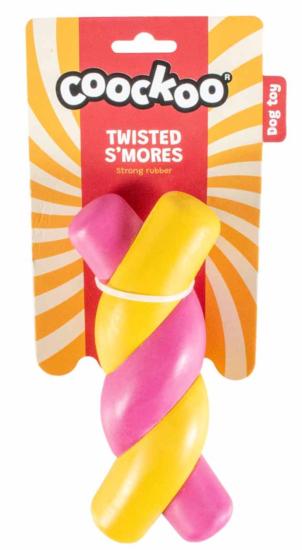 JOUET CHIEN RESISTANT COOCKOO TWISTED S'MORES JAUNE/ROSE 18CM