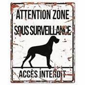 WARNING SIGN SQUARE DANISH DOG F blanc