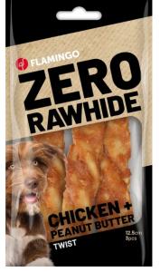 FRIANDISES ZERO RAWHIDE PETITS BÂTONS AVEC POULET & BEURRE D'ARACHIDE 12,5CM 40GR / 3 PCS 120GR