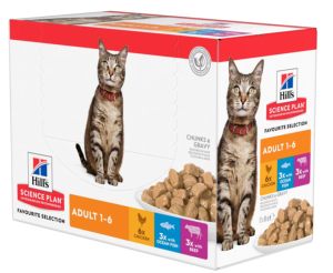 Hill's Science Plan Chat Adult Pack mixte Poulet Bœuf Poisson Sachet Repas 85gx12
