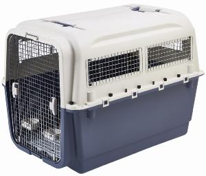 Cage de transport plastique + porte métal 122,3 x 81,8 x96,2cm