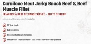 CARNILOVE - DOG TREATS - JERKY - BEEF AND BEEF MUSCLE FILLET- 100 G