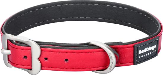 RED DINGO Dog collier Elegant cuir vegan Red XS 12mm, 25cm