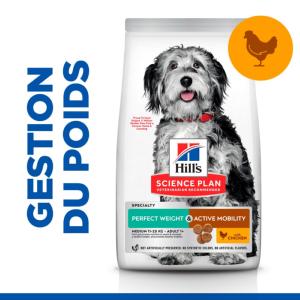 Hill's Science Plan PERFECT WEIGHT & ACTIVE MOBILITY croquettes pour Chien Adulte de Race MOYENNE au Poulet 12kg