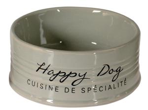 MANGEOIRE CERAMIQUE STONE HAPPY DOG Ø14,5cm GRIS