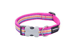 RED DINGO Dog collier Horizontal Stripes Hot Pink XS 12mm x 20-32cm