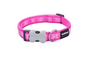 RED DINGO Dog collier Design Paw Impressions Hot Pink L 25mm x 41-63cm