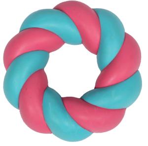 JOUET CHIEN RESISTANT COOCKOO MALLOW RING BLEU/ROSE 11CM