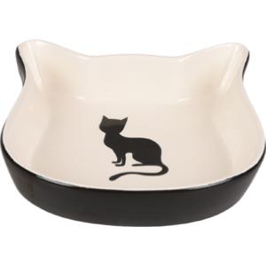 GAMELLE POUR LA NOURRITURE CHAT NALA TÊTE DE CHAT CÉRAMIQUE NOIR-BLANC 220M