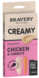 BRAVERY CHAT CREAMY POULET CAROTTE 4x14G